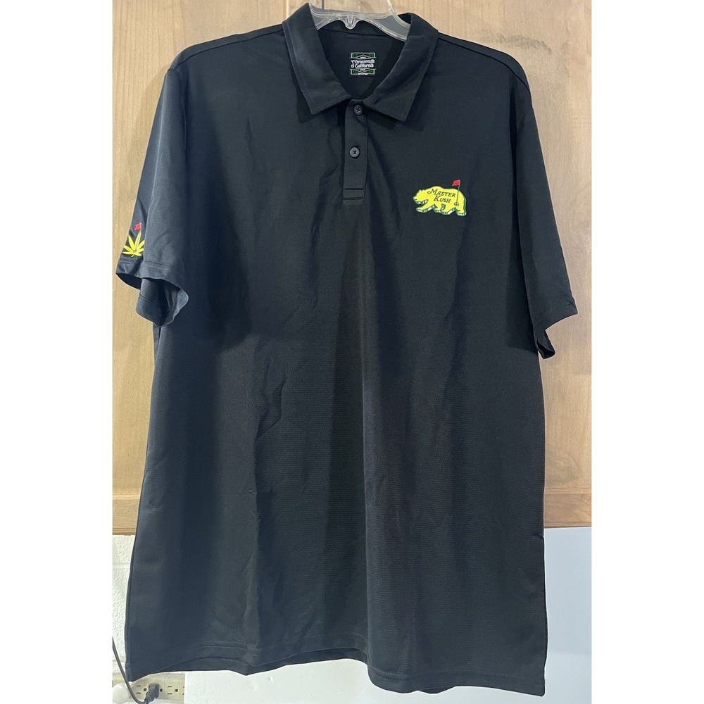 Grassroots California‎ Polo Shirt Mens 3XL Black Master Kush Golf Embroidered